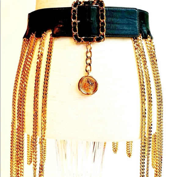 CHANEL ❌SOLD❌ICONIC SUPERMODEL FRINGE CHAIN BLACK LEATHER BELT VINTAGE 1991 - Picture 14 of 14